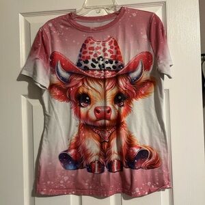 Pink & White Highland Cow Shirt